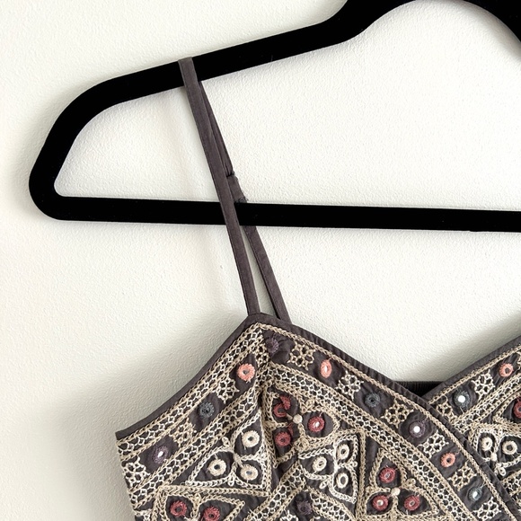 American Eagle Bustier Crop Top Sleeveless with Embroidery Size XS - Picture 2 of 10